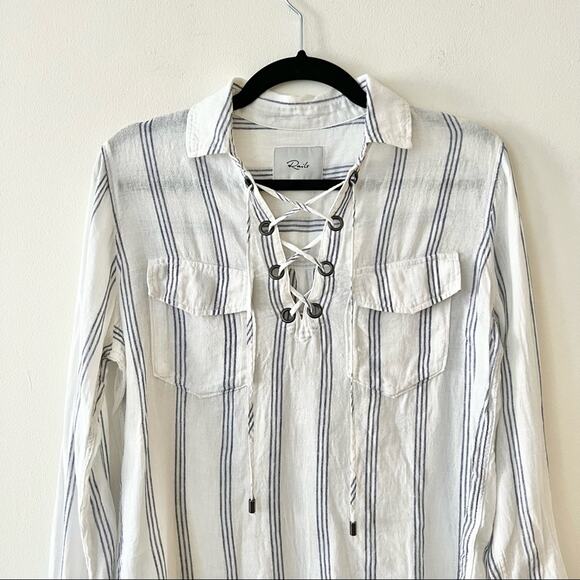 Rails Matea Lace-Up Blouse in Flamenco Stripe - Picture 3 of 8
